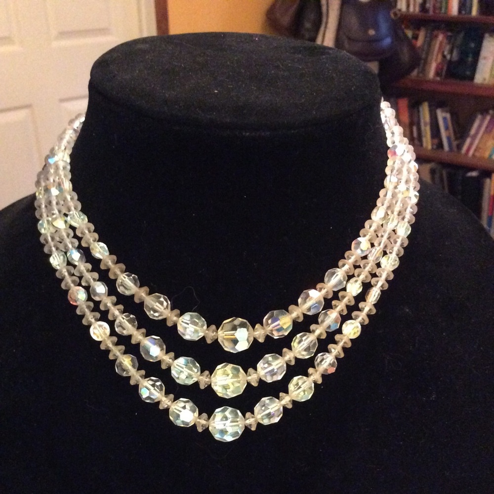 Vintage crystal stunning three strand choker
